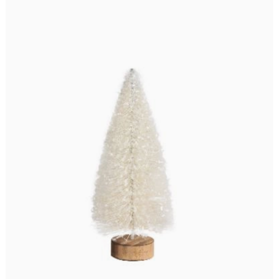 Off White Snow Glittered Bottle Brush Tree