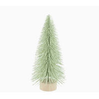 Pale Green Glittered Bottle Brush Tree