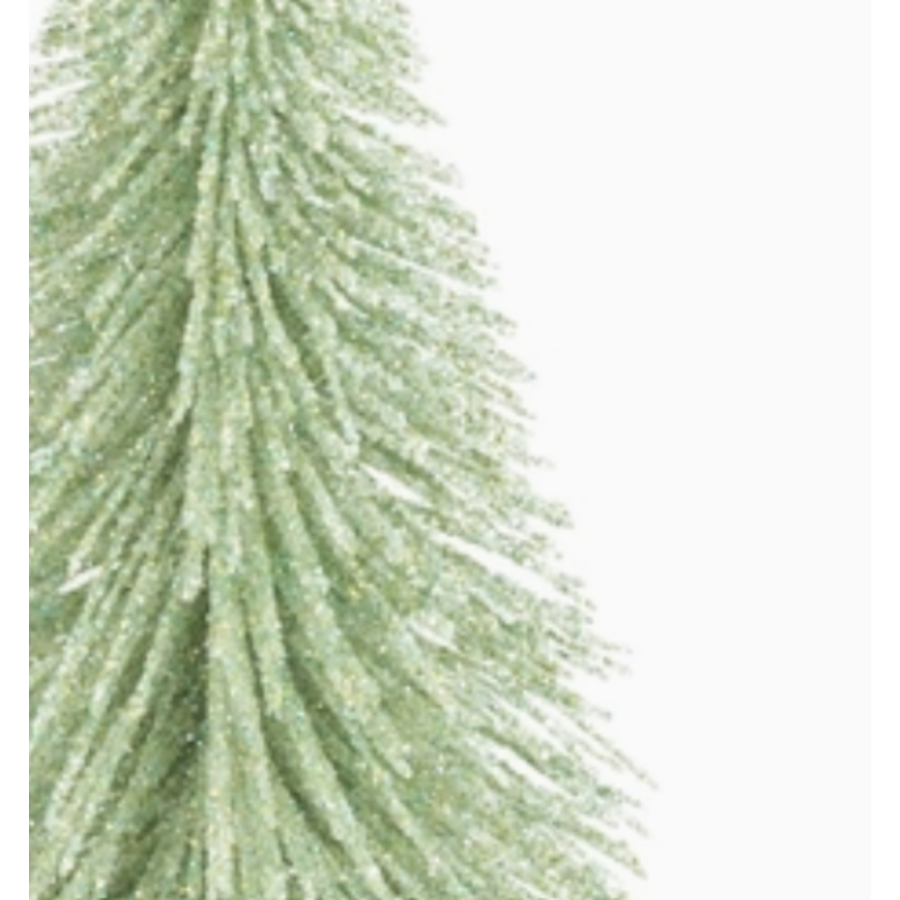 Pale Green Glittered Bottle Brush Tree