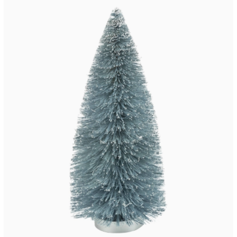 Pale Blue Lightly Glittered Bottle Brush Tree