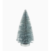 Pale Blue Lightly Glittered Bottle Brush Tree
