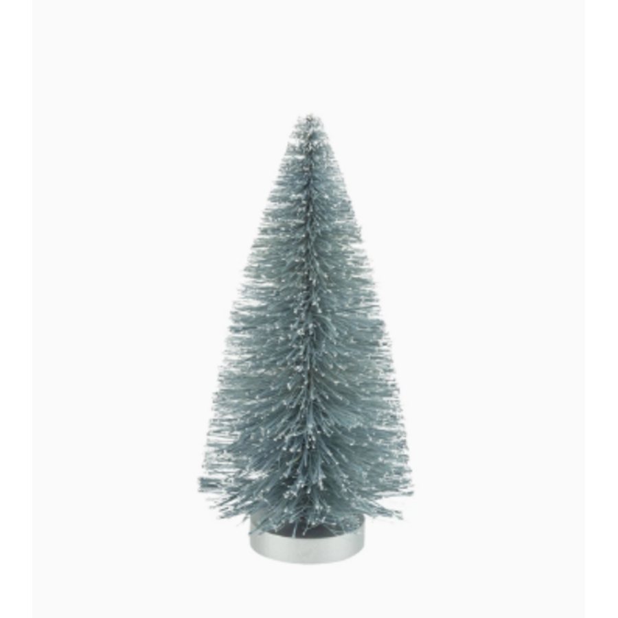 Pale Blue Lightly Glittered Bottle Brush Tree