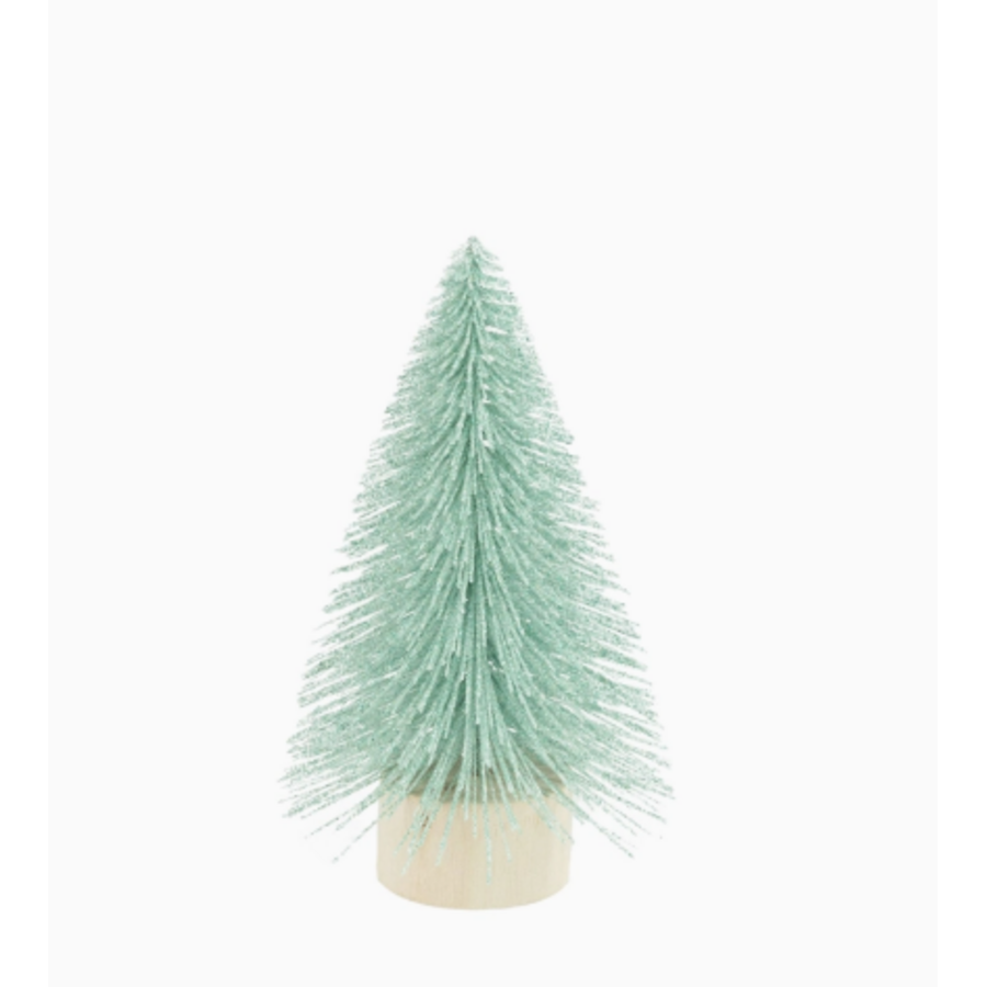 Pale Blue Glittered Bottle Brush Tree