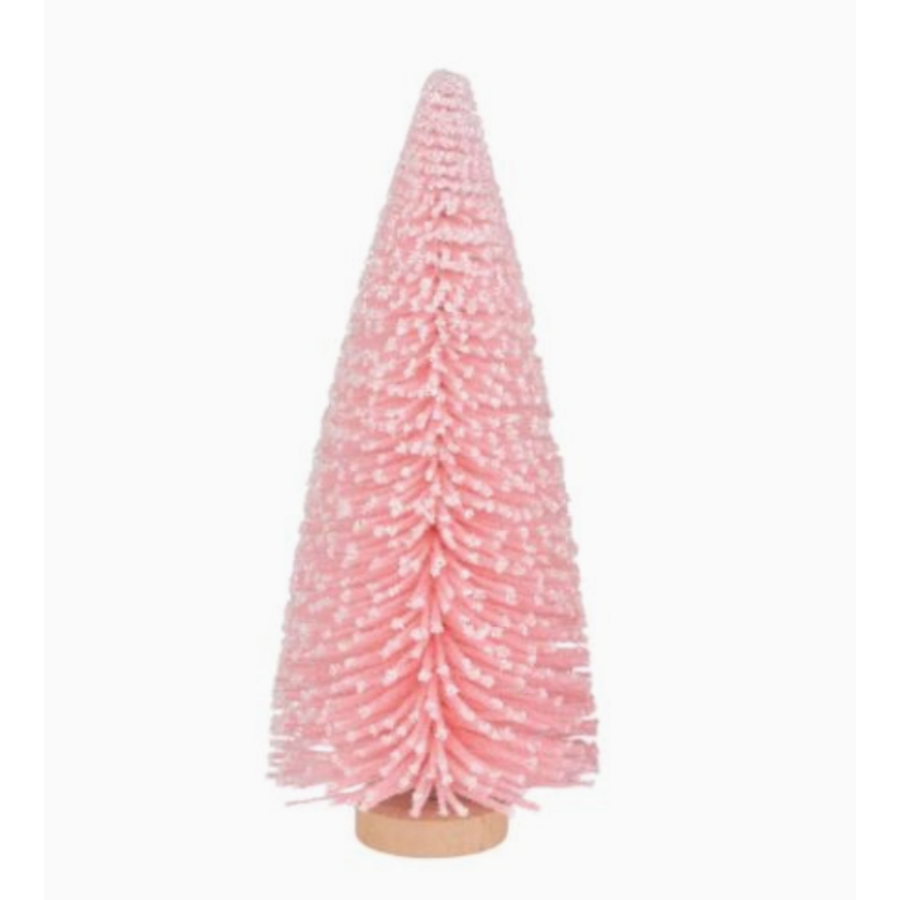 Pink Snow Glittered Bottle Brush Tree