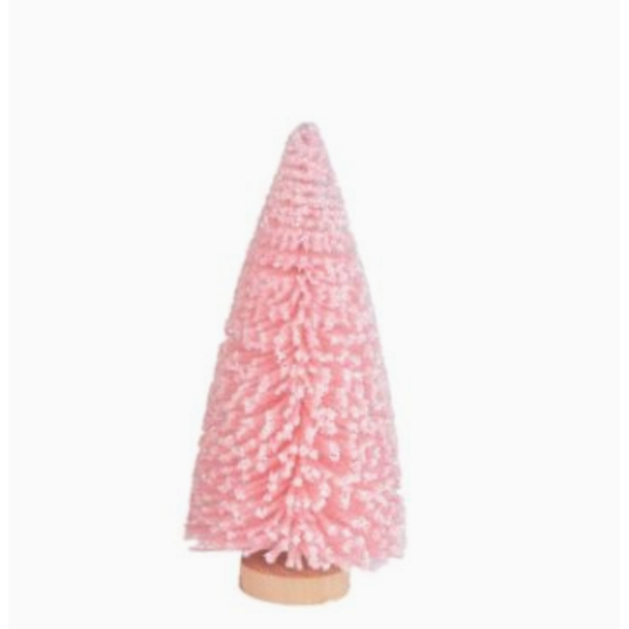 Pink Snow Glittered Bottle Brush Tree