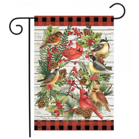 Winter Bird Wreath Garden Flag