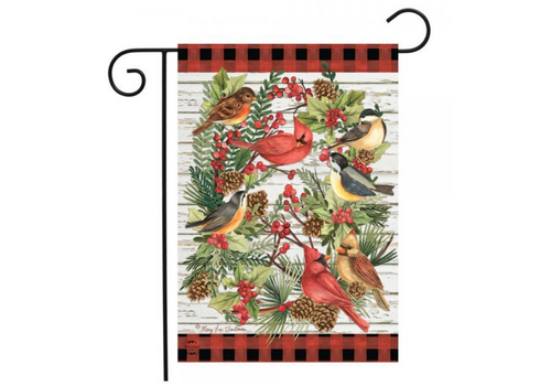  Winter Bird Wreath Garden Flag 