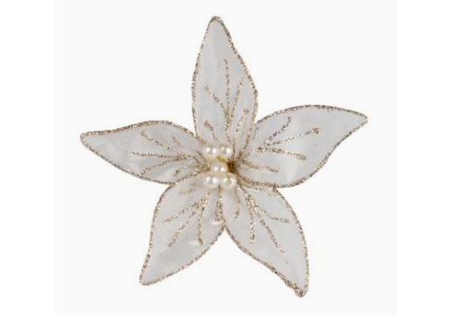  Silver Tree Home & Holiday 6" Poinsettia Clip 