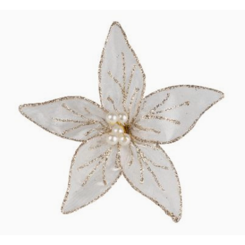  Silver Tree Home & Holiday 6" Poinsettia Clip 