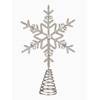 Silver Beaded Gem Snowflake Tree Topper