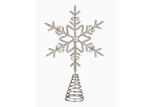  Silver Tree Home & Holiday Silver Beaded Gem Snowflake Tree Topper 