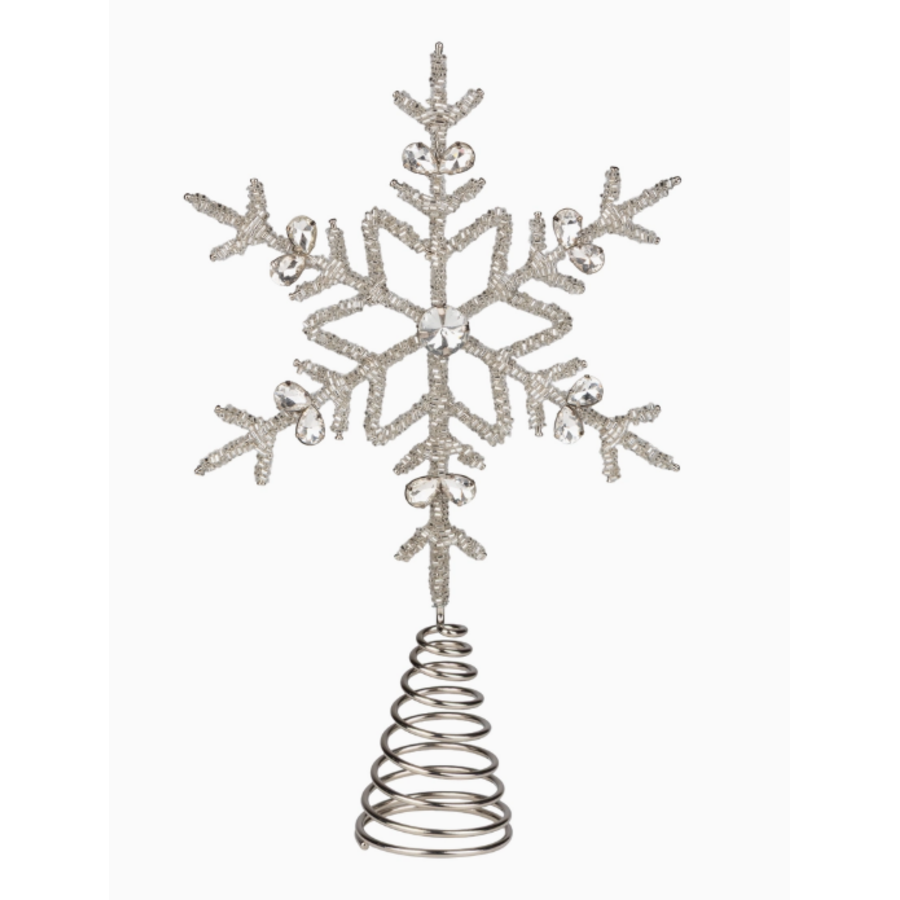 Silver Beaded Gem Snowflake Tree Topper