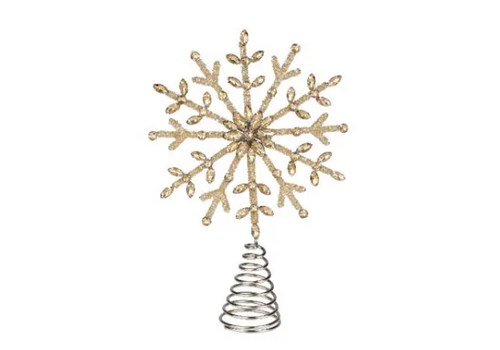  Silver Tree Home & Holiday Gold Beaded Gem Star Tree Topper 