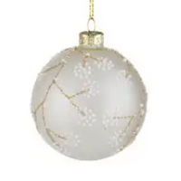 5" Gold & White Glass Ball Ornament