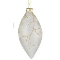 5" Gold & White Glass Ball Ornament