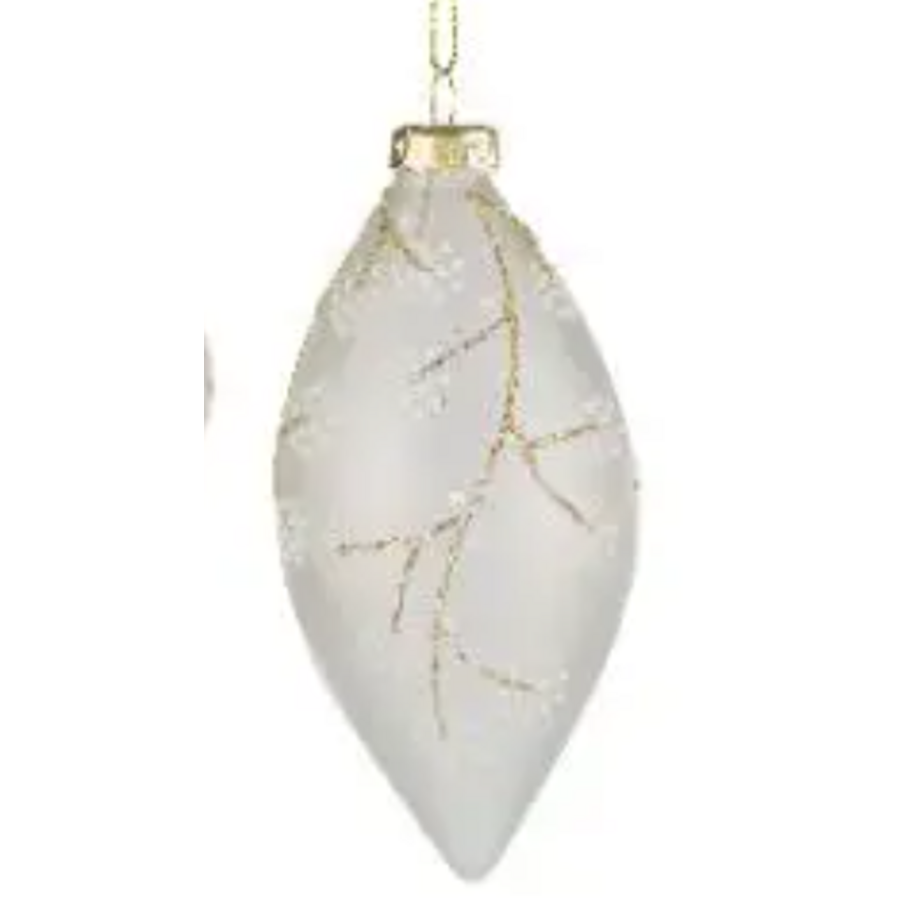 5" Gold & White Glass Ball Ornament