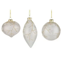 5" Gold & White Glass Ball Ornament