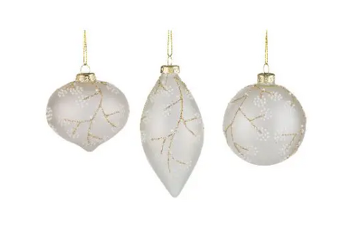  Silver Tree Home & Holiday 5" Gold & White Glass Ball Ornament 