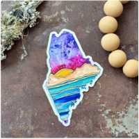 Maine State Mountains and Water Sticker