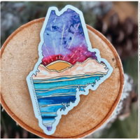 Maine State Mountains and Water Sticker