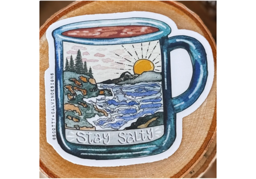  Scotty + Calvin Designs Stay Salty Coastal Mug Sticker 