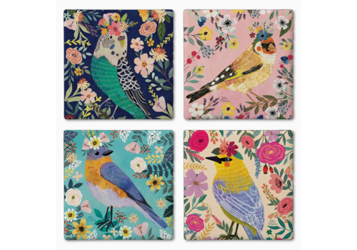  Counter Art/Highland HomeThirstystone Floral Birds Stone Coasters 4 Pack 