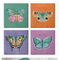 "Beautiful Beauties" Butterfly Stone Coasters 4 Pack