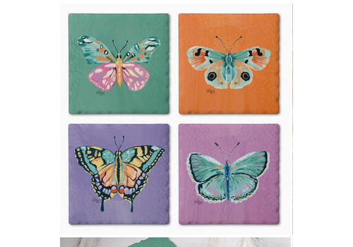  Counter Art/Highland HomeThirstystone "Beautiful Beauties" Butterfly Stone Coasters 4 Pack 