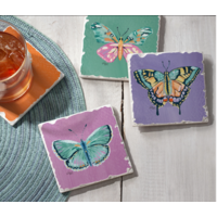 "Beautiful Beauties" Butterfly Stone Coasters 4 Pack