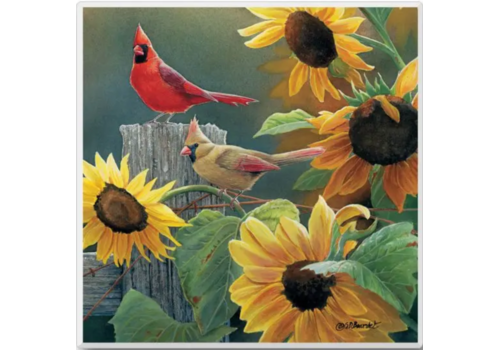  Counter Art/Highland HomeThirstystone Cardinals and Sunflowers Stone Tumbled Tile Coaster 