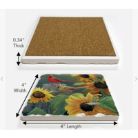 Cardinals and Sunflowers Stone Tumbled Tile Coaster