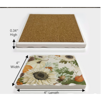 Sunflowers and Pumpkins Stone Tumbled Tile Coaster
