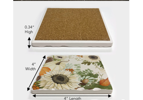  Counter Art/Highland HomeThirstystone Sunflowers and Pumpkins Stone Tumbled Tile Coaster 