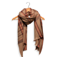 Tan Chevron Plaid Scarf