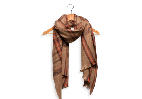  Joy Accessories Tan Chevron Plaid Scarf 