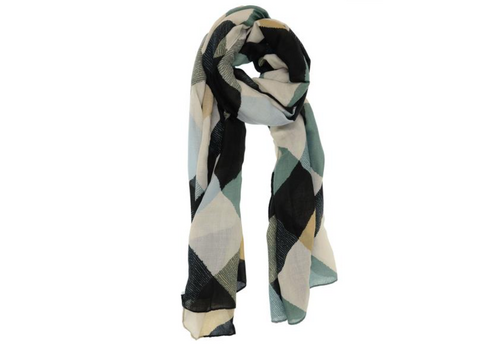  Joy Accessories Black Multi Textured Tile Scarf 