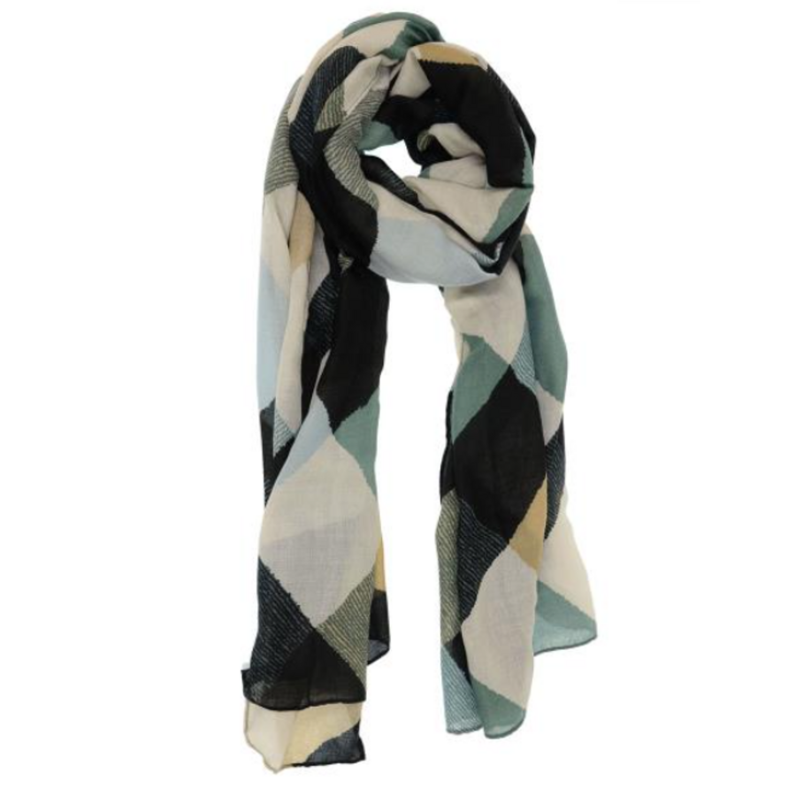 Black Multi Textured Tile Scarf