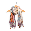 Joy Accessories Multi Floral Pop Art Tassel Scarf