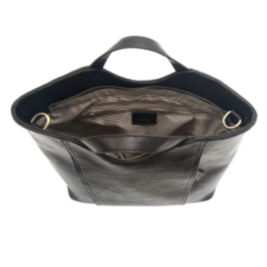 Vegan Leather Double Zip Tote