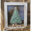 Sea Dreams Coastal Art Christmas Tree Crushed Glass/Shell Framed Art 8x10