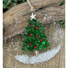 Sea Dreams Coastal Art Coastal Christmas Ornament Tree with Berries on Snow
