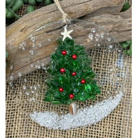 Coastal Christmas Ornament Tree with Berries on Snow