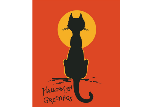  Fridgedoor Halloween Greetings Cat & Moon Magnet 