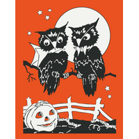 Halloween Owls and Moon Magnet