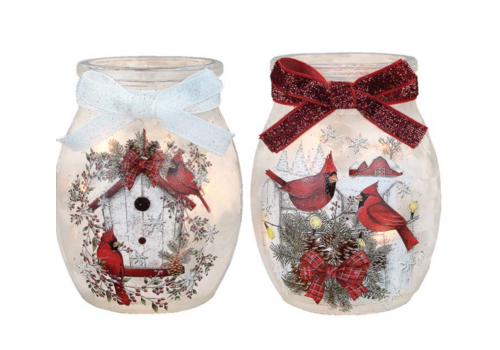  Stony Creek Country Cardinals Pre-Lit Small Jar 