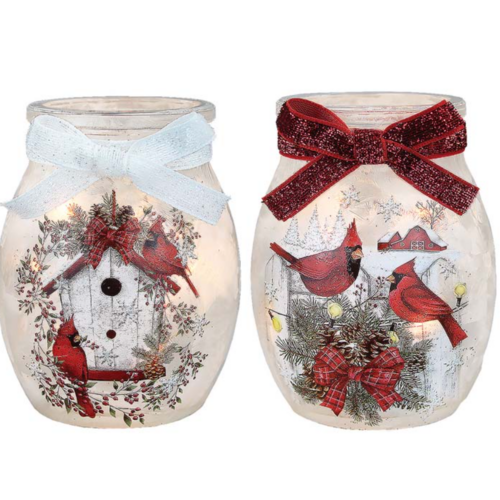  Stony Creek Country Cardinals Pre-Lit Small Jar 
