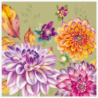 Paper Cocktail Napkin 20 Ct Dahlia Green Fall