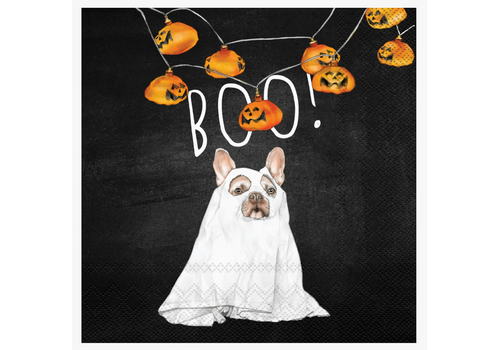  Boston International Paper Cocktail Napkins 20 Ct Boo Dog Halloween 