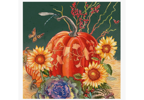  Boston International Paper Cocktail Napkins 20 Ct Pumpkins & Sunflowers Fall 