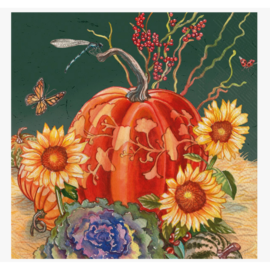 Paper Cocktail Napkins 20 Ct Pumpkins & Sunflowers Fall